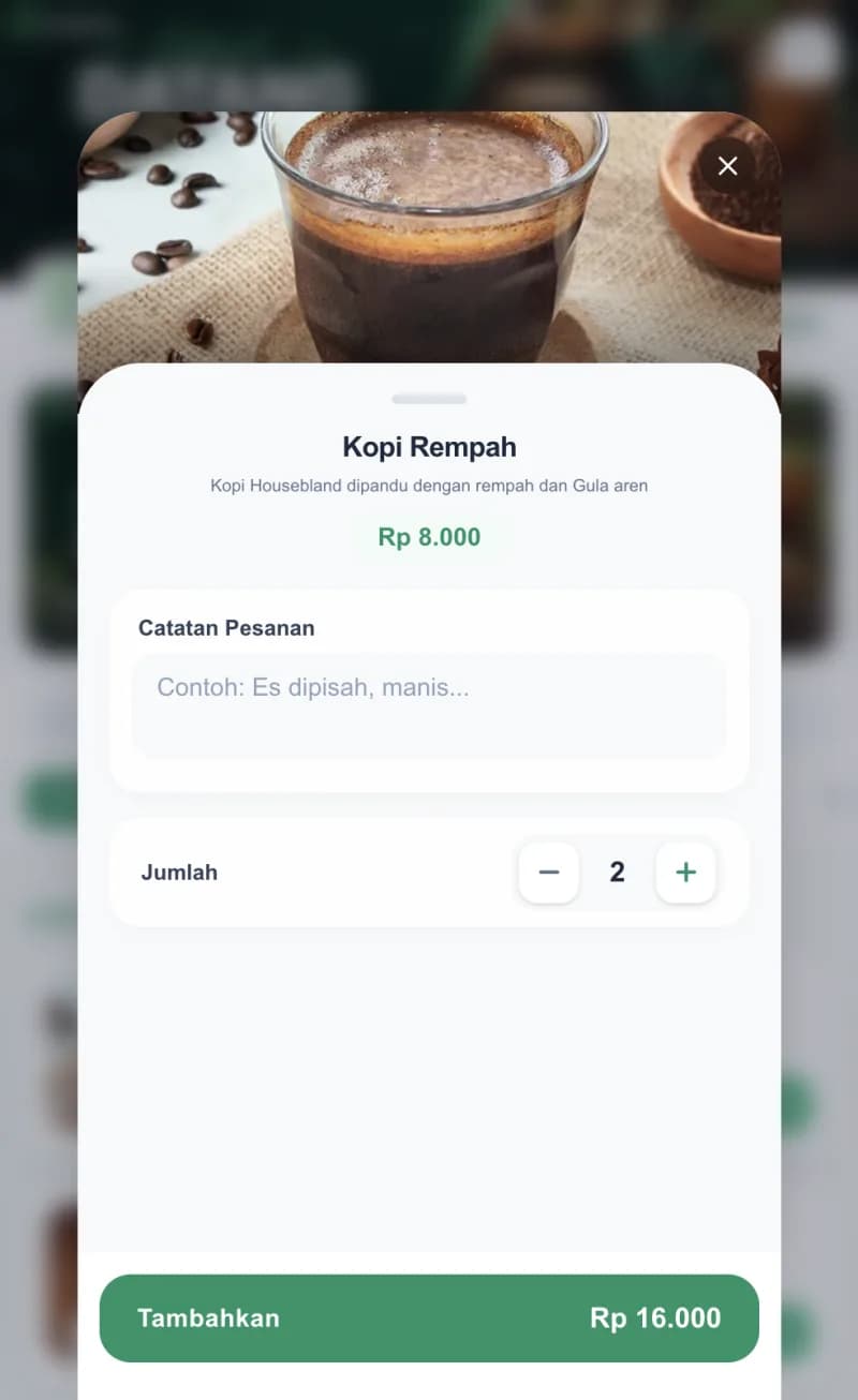 Detail produk Kopi Rempah pada storefront Scanly.id